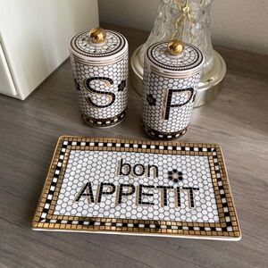 Anthropologie Bistro Tile Salt & Pepper Shakers 🧂